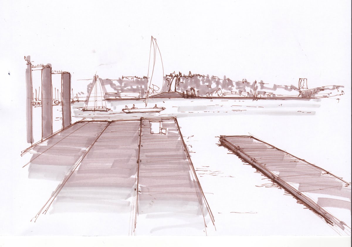 1200x844 Urban Sketchers Seattle Center For Wooden Boats - Dock Sketch