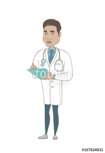 344x500 Hispanic Doctor Writing Notes In A Notepad. Young Doctor Writing - Doctor Sketch