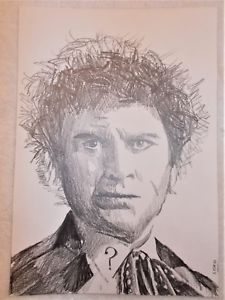 225x300 A4 Art Graphite Pencil Sketch Drawing Colin Baker As The Sixth - Doctor Who Sketch