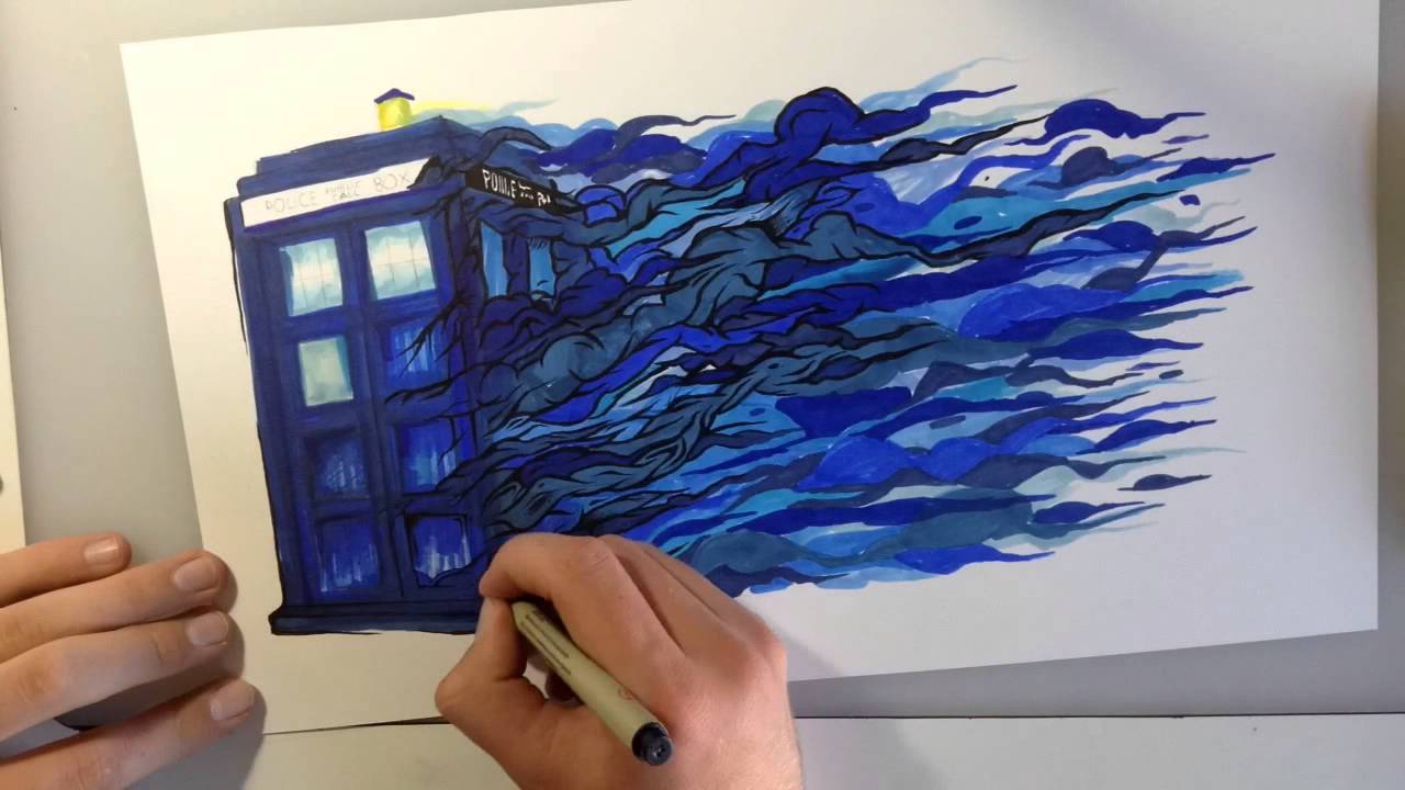 1280x720 Doctor Who Tardis Drawing Royolone Graffiti Blackbook - Doctor Who Tardis Sketch