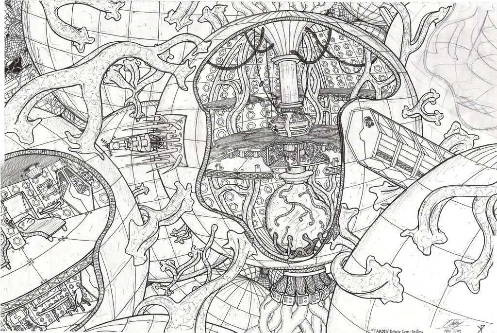 1024x685 Tardis Interior Cross Section By Promus Kaa - Doctor Who Tardis Sketch