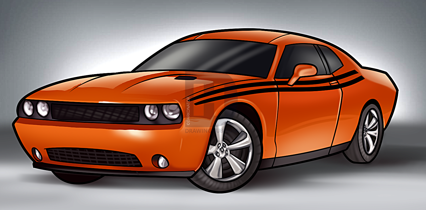 1494x737 How To Draw A 2014 Dodge Challenger, Step By Step, Drawing Guide - Dodge Challenger Sketch