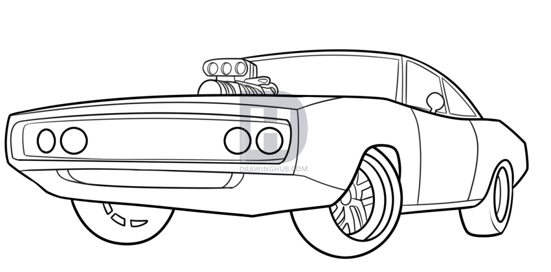 How To Draw The Fast And Furious, 1970 Dodge Charger, Step By Step - Dodge Charger...
