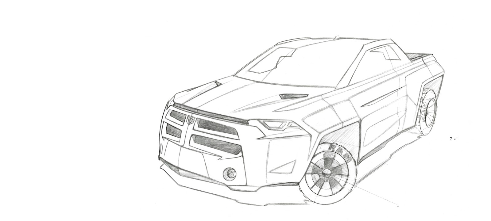 1600x721 Dodge Ram - Dodge Ram Sketch
