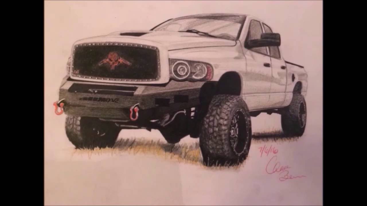1280x720 Dodge Ram Time Lapse Drawing - Dodge Ram Sketch