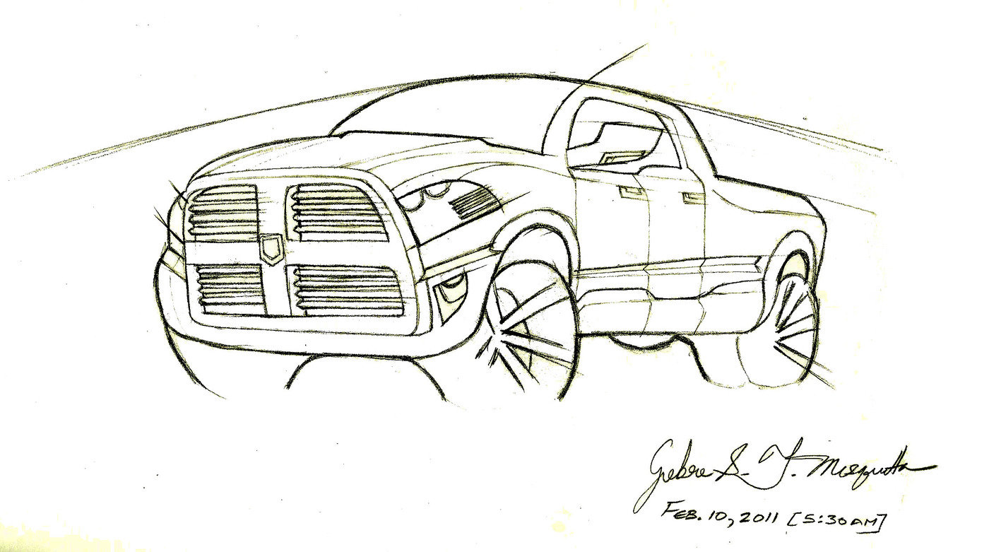 1400x781 Automotive Concept Sketches By Gebre Mesquitta - Dodge Ram Sketch