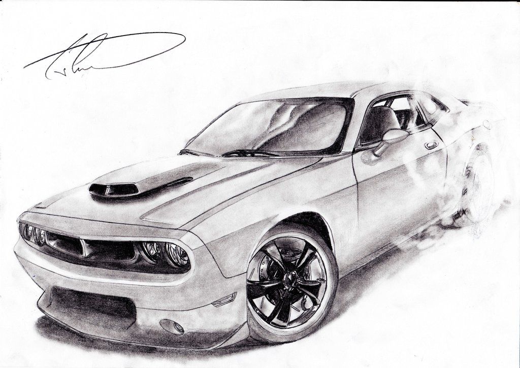 1024x724 Dodge Challenger Burnout By Ciocolatac Challengers - Dodge Sketch