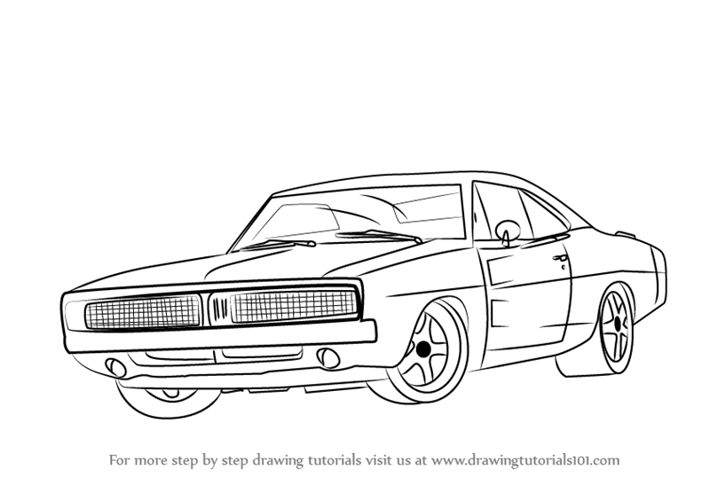 800x565 Learn How To Draw A 1969 Dodge Charger (Cars) Step By Step - Dodge Sketch