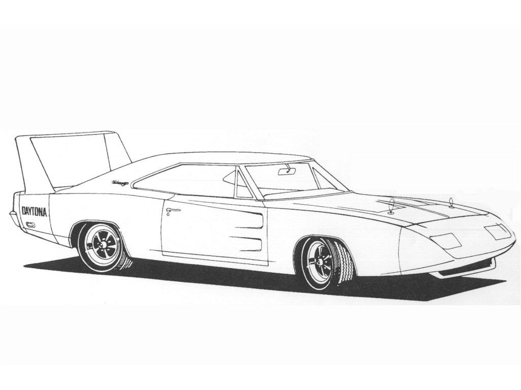 1026x768 1969 Dodge Charger Daytona Drawing Ride A Cart - Dodge Sketch