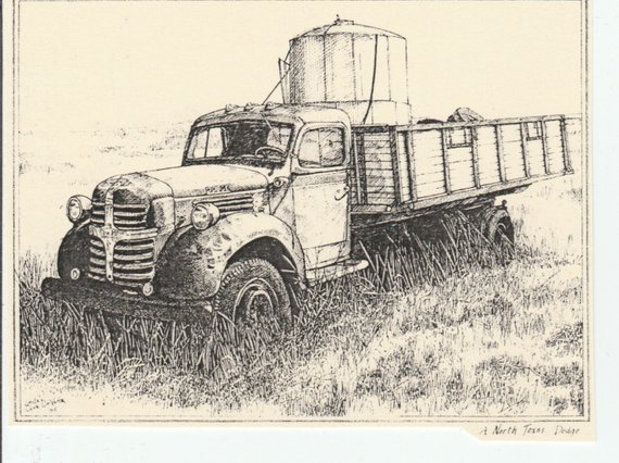 570x426 Old Dodge Truck This 6 Pack Of Blank Ivory Cards W Matching Etsy - Dodge Truck Sketch