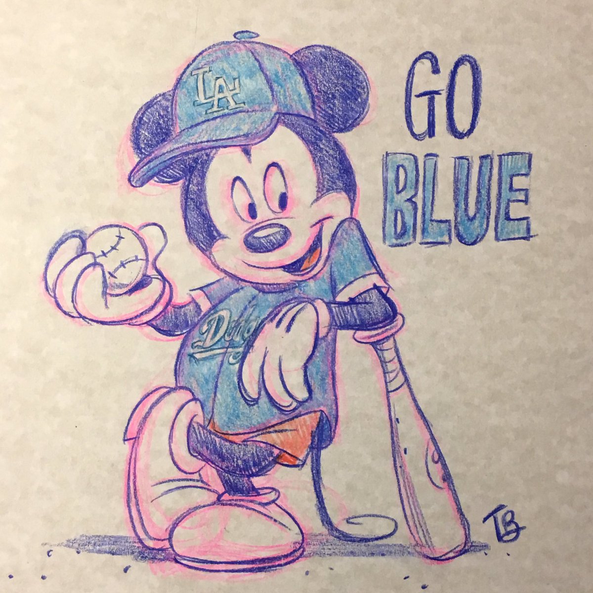 1200x1200 Tony Bancroft On Twitter Go Blue! Mickey Is From La After All - Dodgers Sketch
