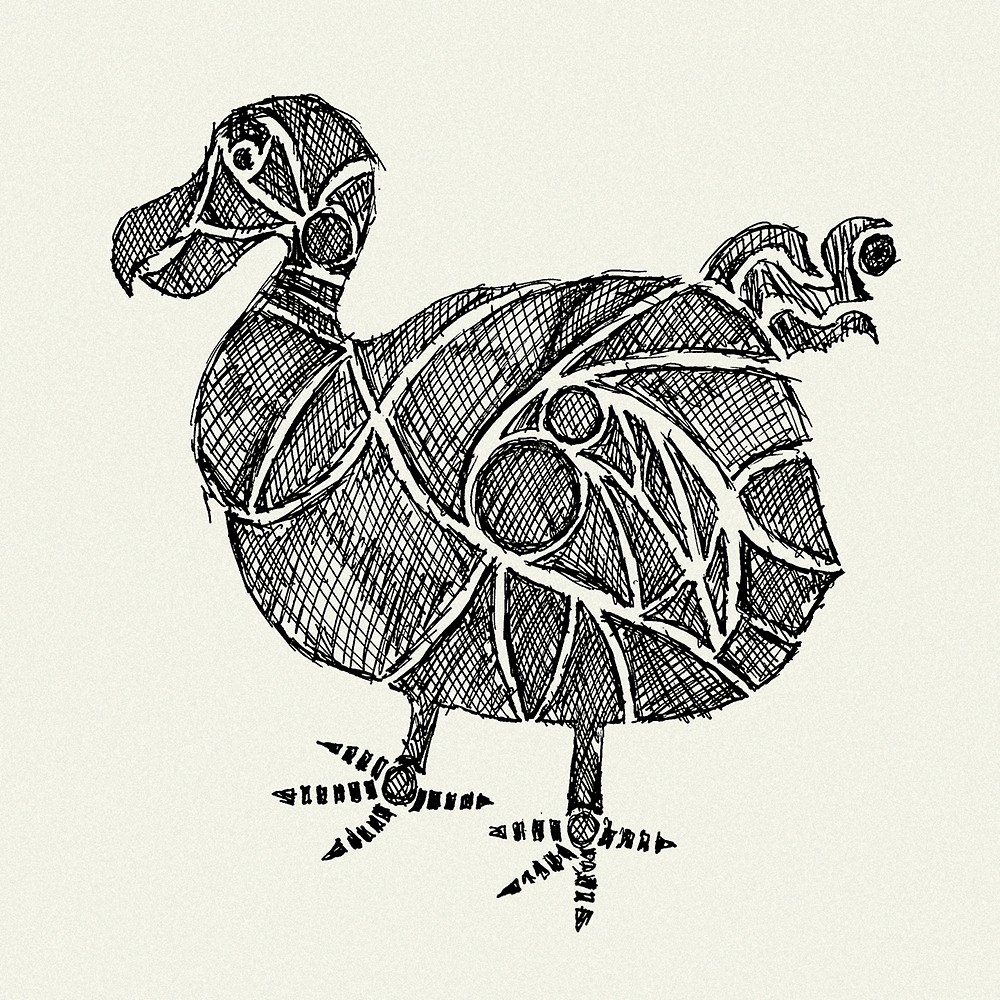 1000x1000 Dodo Bird Sketch By Hinterlund Redbubble - Dodo Bird Sketch