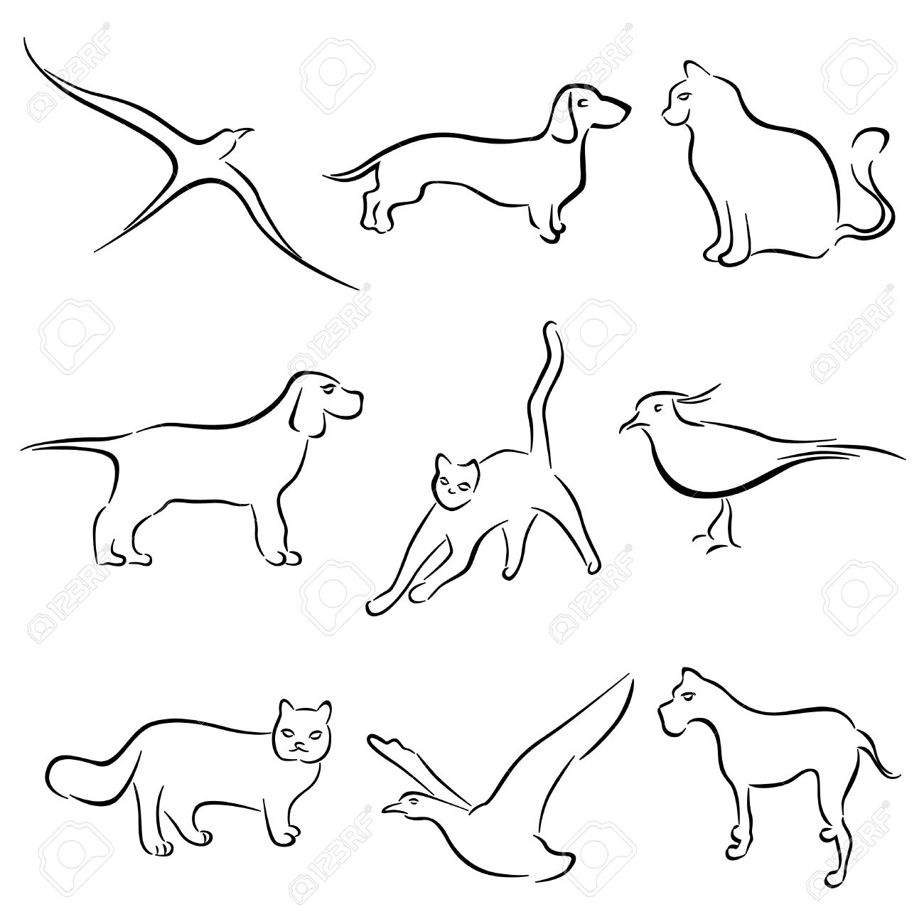 1300x1300 Dog Cat Drawing 2201280 - Dog And Cat Sketch