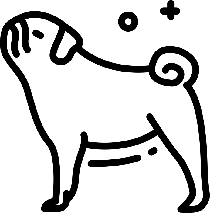 692x700 Pug Rubber Stamp (Sketch) Dog, Cat Amp Fur Baby Stamps Stamptopia - Dog And Cat Sketch