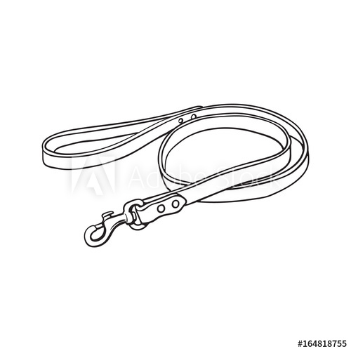 500x500 Simple Pet, Cat, Dog Brown Leather Leash With Metal Fastener - Dog And Cat Sketch