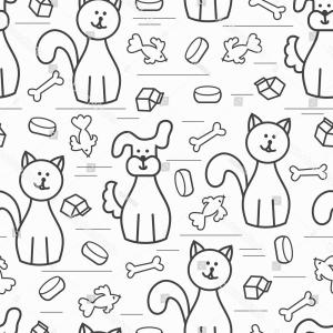 300x300 Stock Illustration Cat And Dog Sketch Vector Sohadacouri - Dog And Cat Sketch