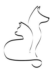 180x240 Vetor Cat And Dog Logo Crafts Dogs, Tattoos And Cats - Dog And Cat Sketch