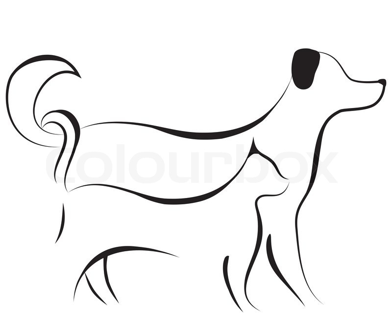 800x673 Cat And Dog Friend Logo Sketch Vector Illustration Stock Vector - Dog And Cat Sketch
