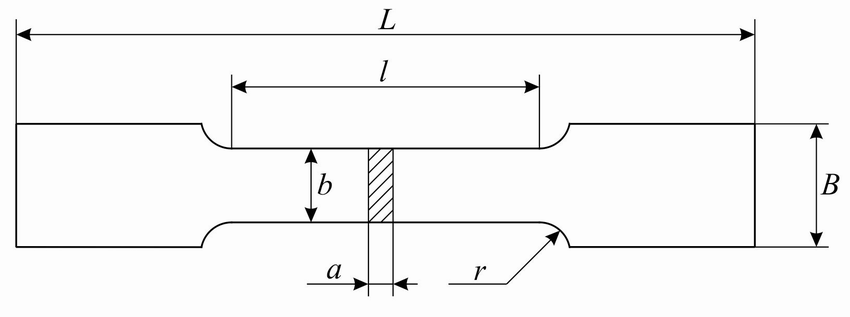 850x317 The Sketch Of The Flat Dog Bone Tensile Specimens (Gost 1497 84 - Dog Bone Sketch