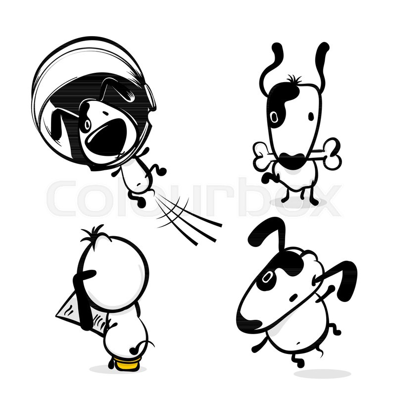 800x800 Cute Dog Hold Bone Sticker. Monochrome Puppy Collection Design - Dog Bone Sketch