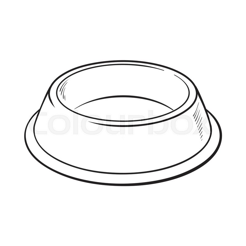 800x800 Empty Green Shiny Plastic Bowl For Pet, Cat, Dog Food, Black And - Dog Bowl Sketch