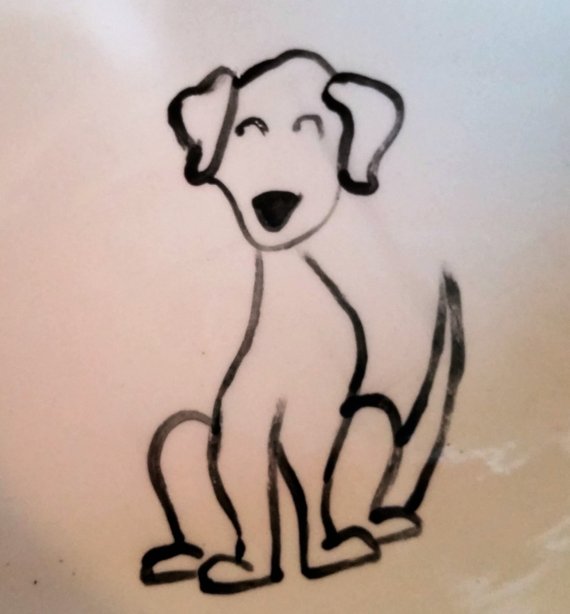 570x614 Hand Painted Ceramic Dog Bowl Personalized Dog Bowls Etsy - Dog Bowl Sketch