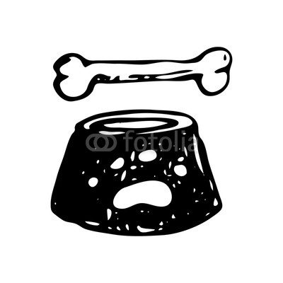 400x400 Hand Drawn Dog Bowl For Feed Doodle. Sketch Pets Icon. Decoration - Dog Bowl Sketch