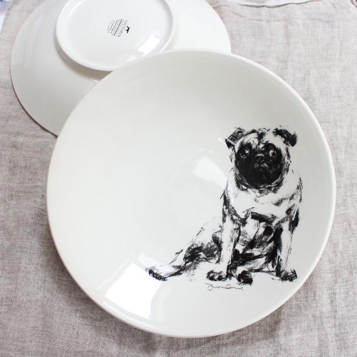 700x701 Large Shallow Bowls - Dog Bowl Sketch