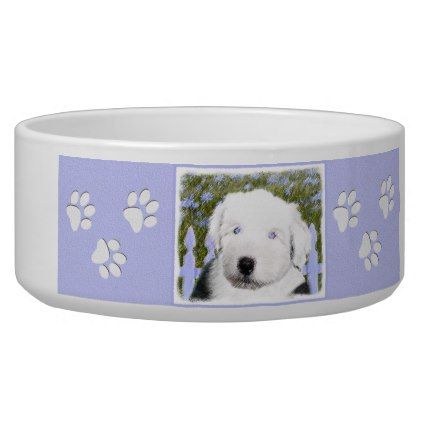 422x422 Old English Sheepdog Bowl - Dog Bowl Sketch