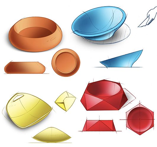 531x495 Ruffwear Urban Bowl Sketch Exploration For A Line Of Silicone - Dog Bowl Sketch