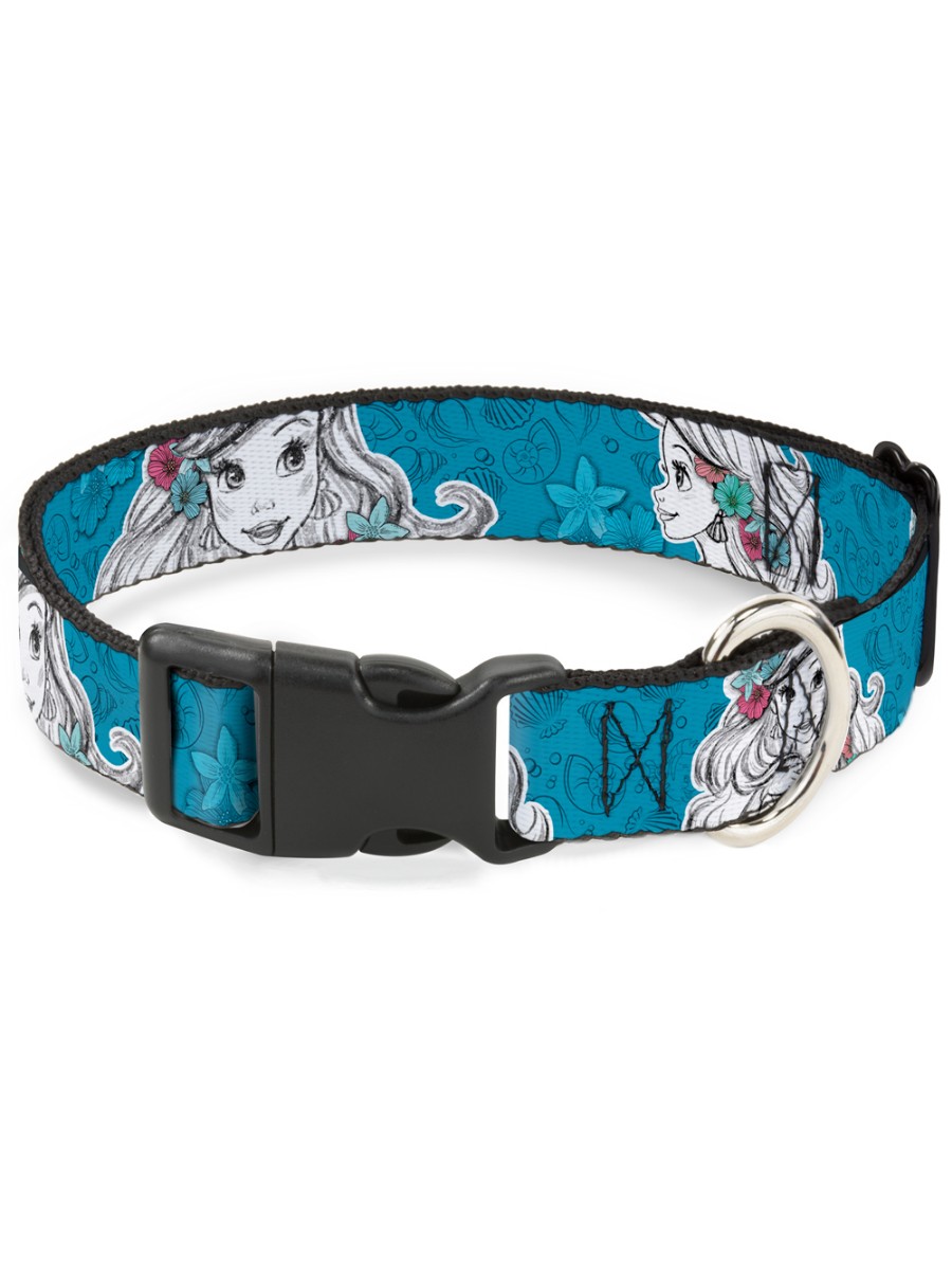 900x1200 Buckle Down Ariel Posesshells Sketch Bluewhite Disney Dog Collar - Dog Collar Sketch