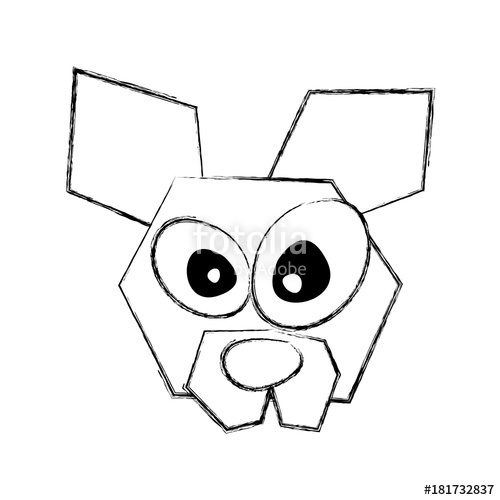 500x500 Sketch Draw Funny Dog Face Cartoon Vector Graphic Design Stock - Dog Face Sketch