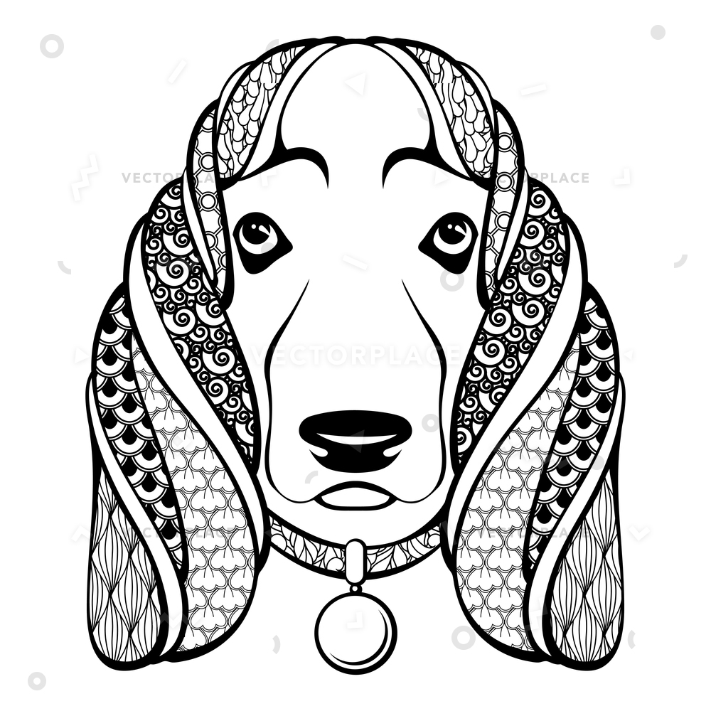 1000x1000 Dog Zentangle Composition Sketch Style Doodle Vector Illustration - Dog Head Sketch