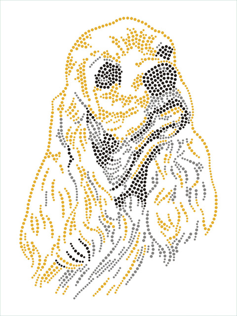 480x640 Dog Head Sketch Hot Fix Crystal Transfer For White T Shirt - Dog Head Sketch