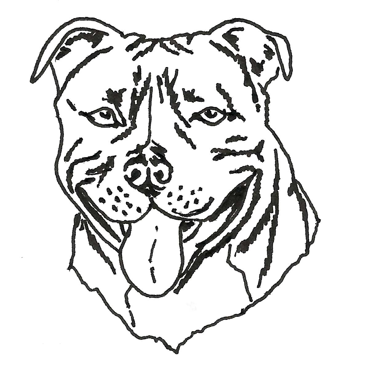 1190x1190 Staffordshire Bull Terrier Drawing Inky Dog Press - Dog Kennel Sketch