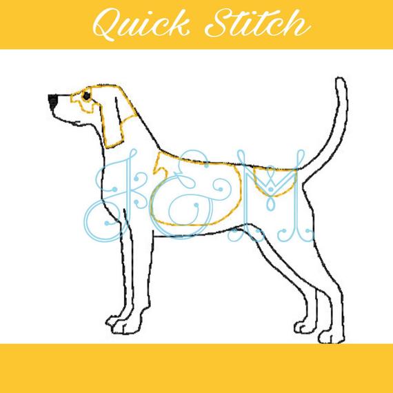 570x570 Outline Blue Tick Hound Dog Vintage Stitch Sketch Embroidery Etsy - Dog Outline Sketch