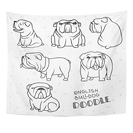 425x425 Angoni Tapestry Profile Outline Dogs Characters Doodle - Dog Outline Sketch