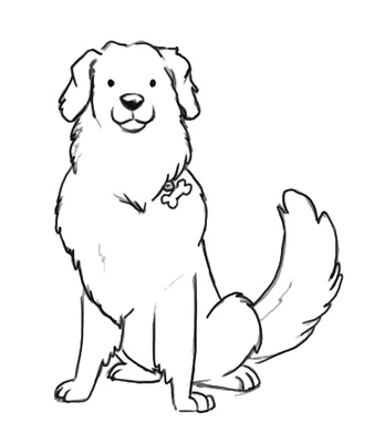 338x400 Dog Coloring - Dog Outline Sketch