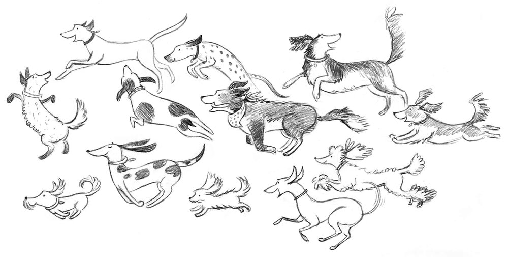 1000x505 I Want To Be - Dog Running Sketch
