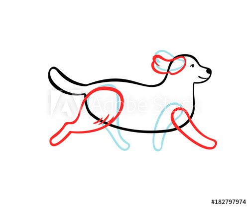 500x417 Vector Running Dog In Sketch Style. - Dog Running Sketch