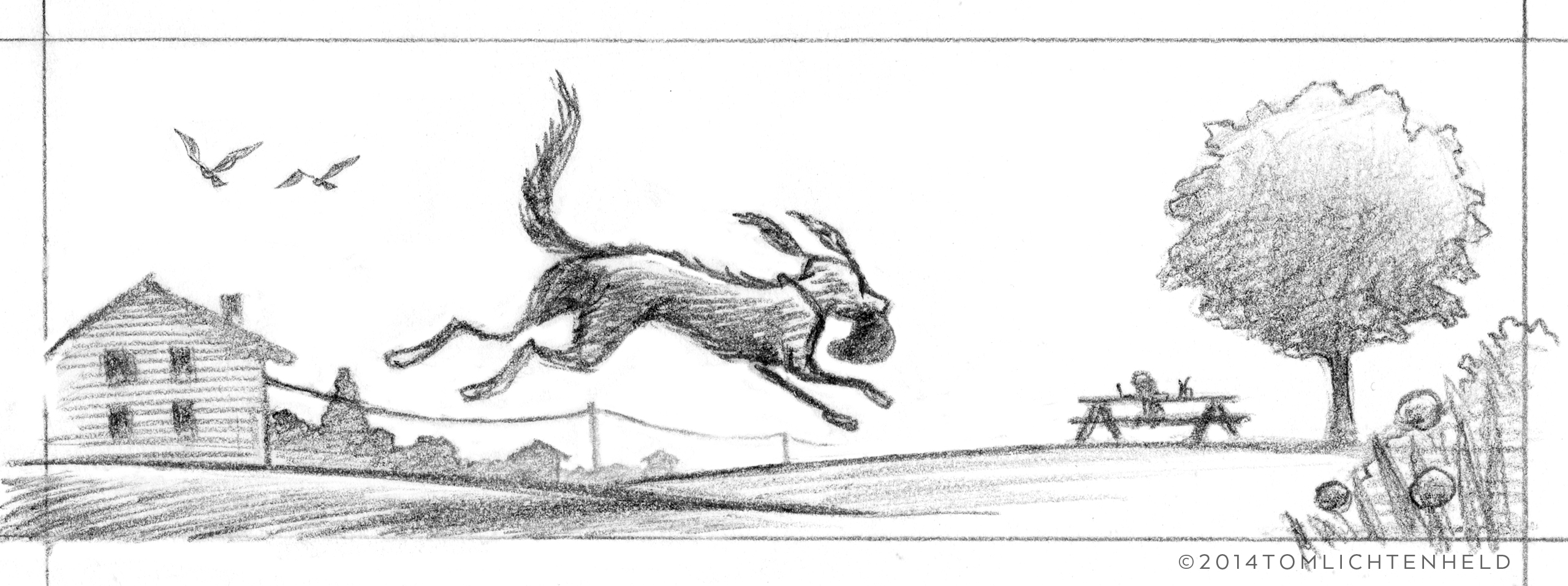 2559x957 When In Doubt, Draw A Running Tom Lichtenheld - Dog Running Sketch