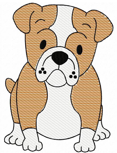 489x640 Bull Dog Sketch Embroidery Design - Dog Sketch