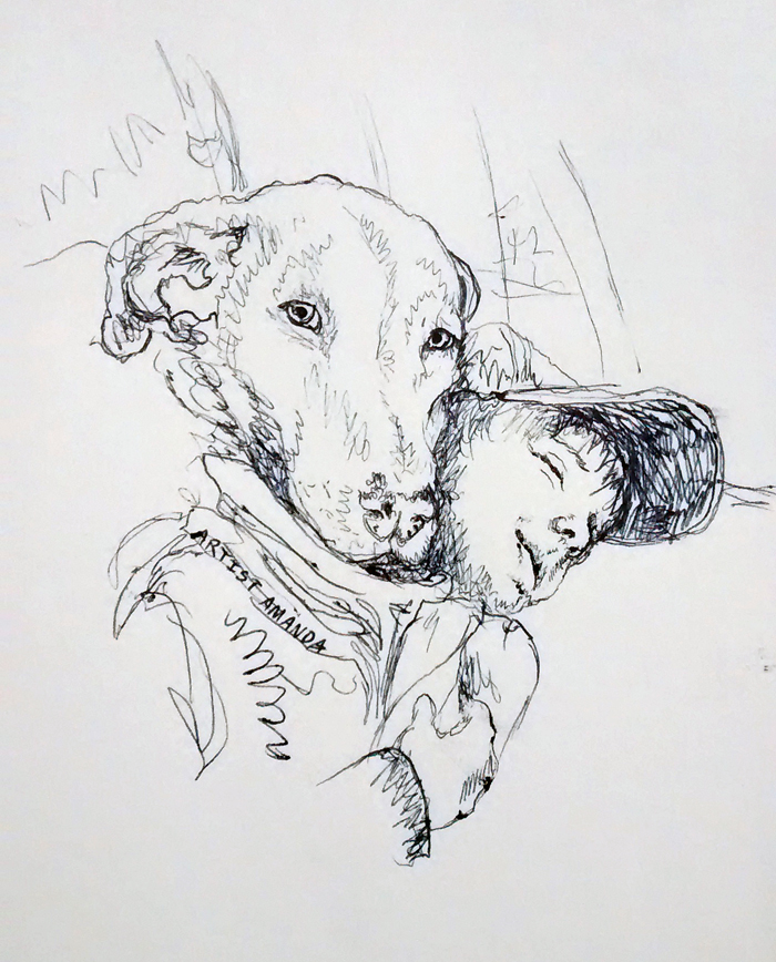 700x868 Dog And Boy Sketch - Dog Sketch Artist