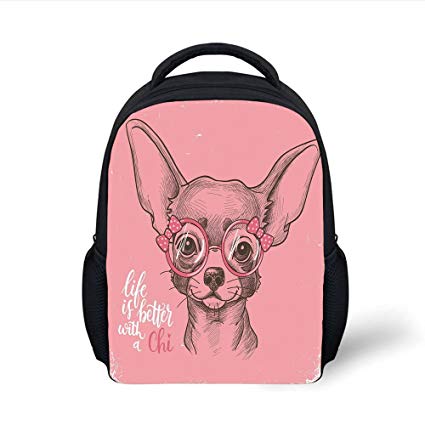 425x425 Iprint Kids School Backpack Dog,girl Chihuahua Sketch - Dog Sketch For Kids