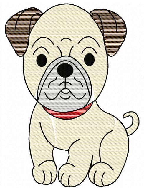 489x640 Pug Sketch Embroidery Design - Dog Sketch Images