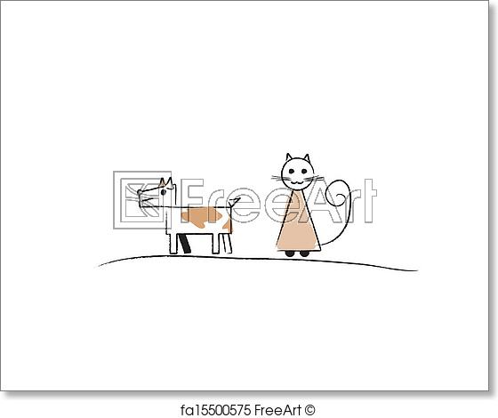 560x470 Free Art Print Of Sketch Of Dog And Cat Simple. Sketch Of Dog And - Dog Sketch Simple