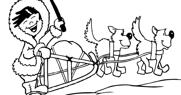 635x334 Dog Sled Racing Coloring Pages Coloring Pages - Dog Sled Sketch