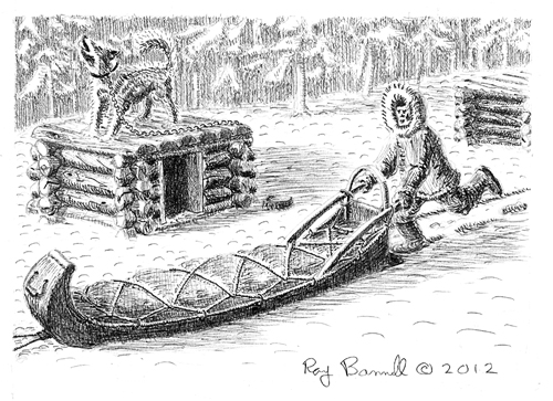 500x363 Sketches Of Alaska Museum - Dog Sled Sketch