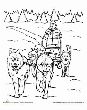301x378 Dog Sled Coloring - Dog Sled Sketch