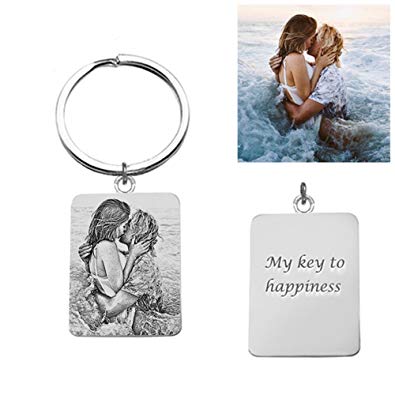 395x395 Necklaceforyou Personalized Photo Dog Tag Keychain 925 Silver - Dog Tag Sketch